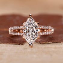 Dutch marquise engagement ring with split shank ring.
