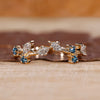 Nature Inspired Wedding Band with marquise and round diamonds.
