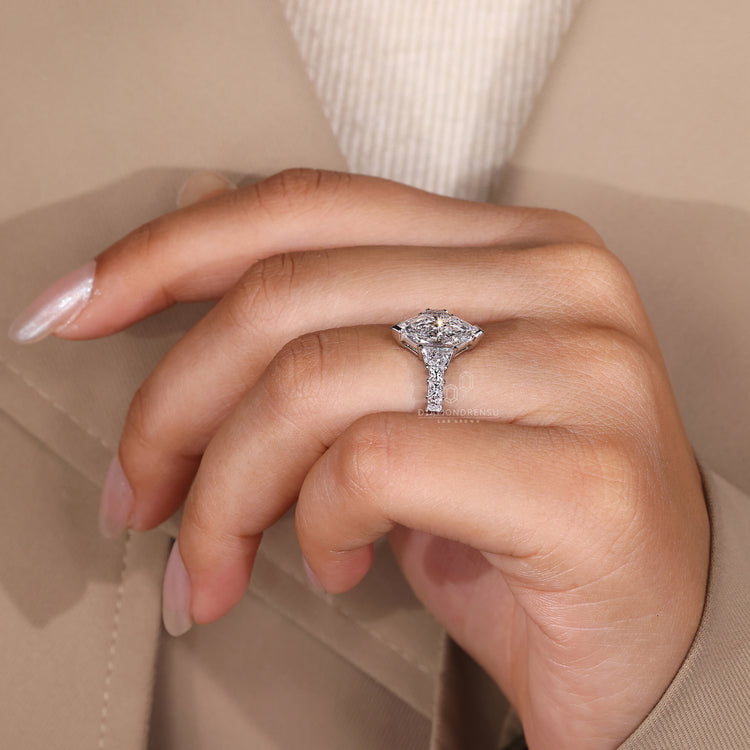 Custom Engagement Ring crafted in white gold by Diamondrensu AU.
