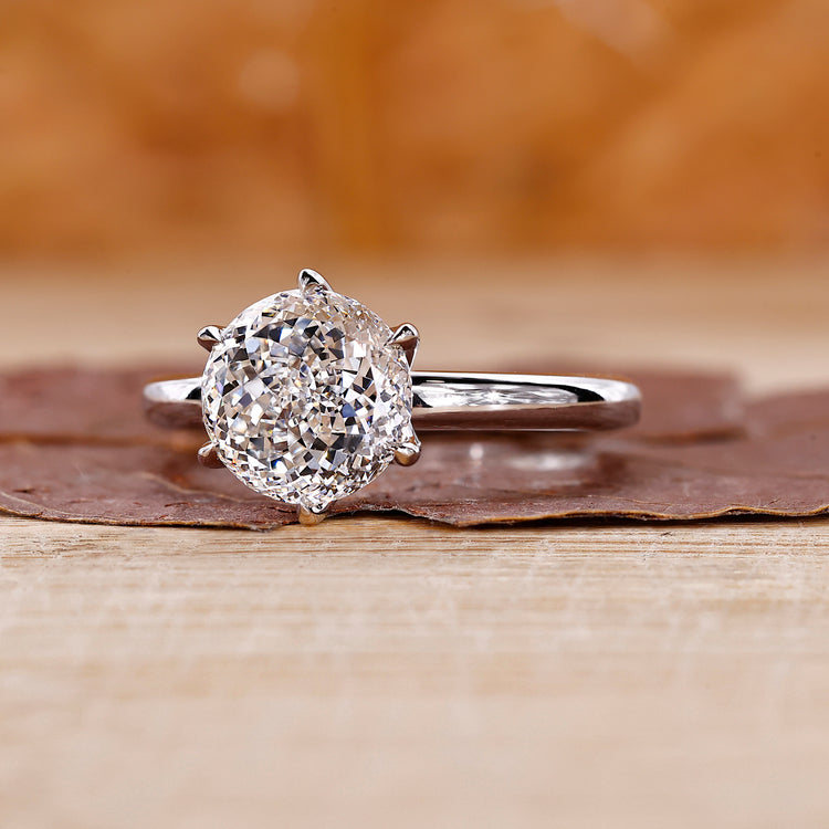 Portuguese cut diamond ring in tulip setting ring.
