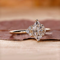 IGI certified solitaire diamond ring with Dutch marquise cut.
