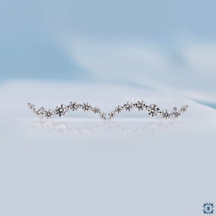 AUSM0249 Lab-Grown Diamond Vine Earrings - 18k White Gold