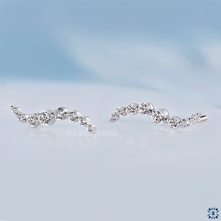 AUSM0249 Lab-Grown Diamond Vine Earrings - 18k White Gold