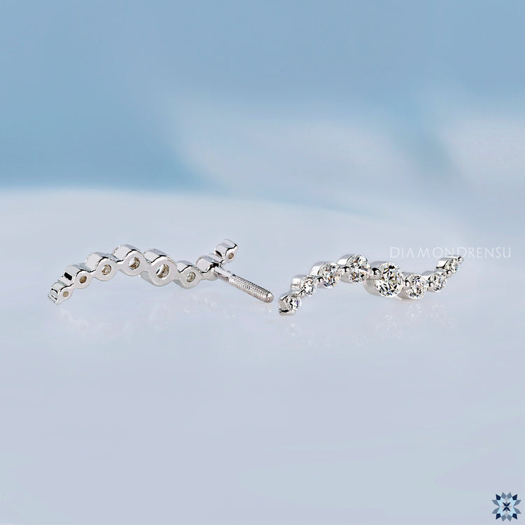 AUSM0249 Lab-Grown Diamond Vine Earrings - 18k White Gold