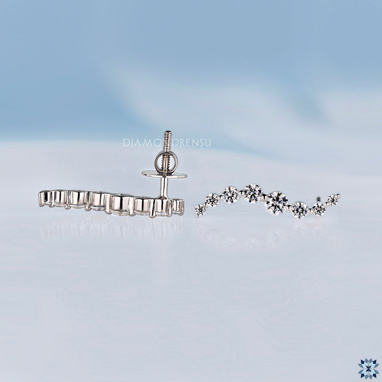AUSM0249 Lab-Grown Diamond Vine Earrings - 18k White Gold