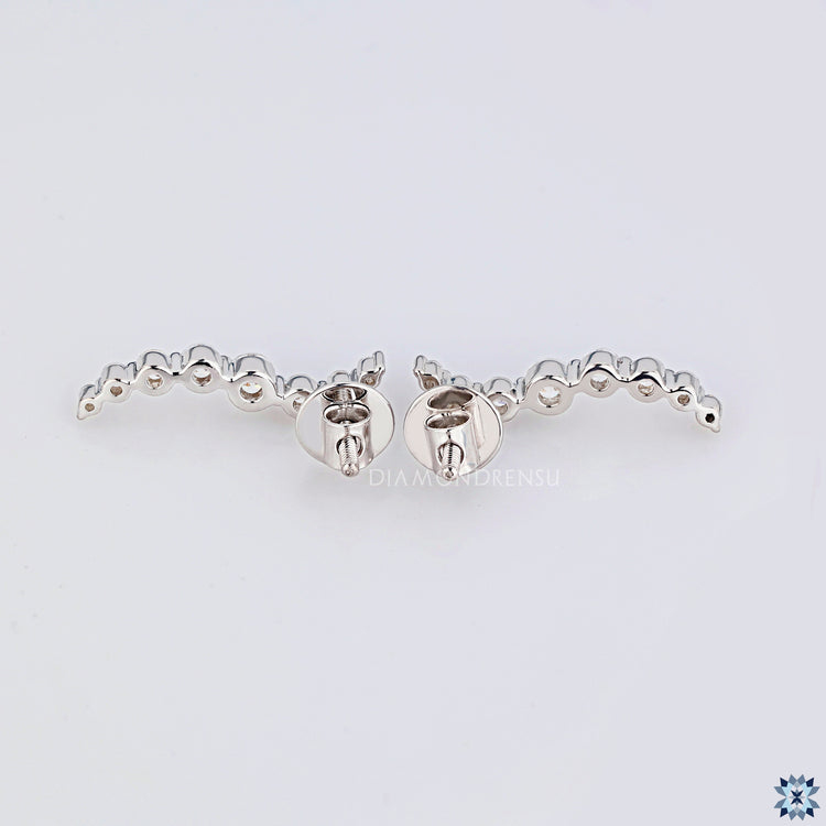 AUSM0249 Lab-Grown Diamond Vine Earrings - 18k White Gold