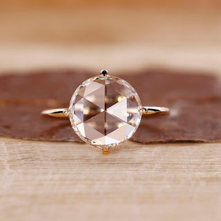 Round Rose Cut Diamond Ring with compass prong setting.
