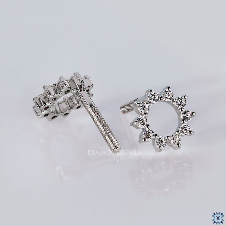 AUSM0241 Lab-Grown Diamond Sun Earrings - 18k White Gold
