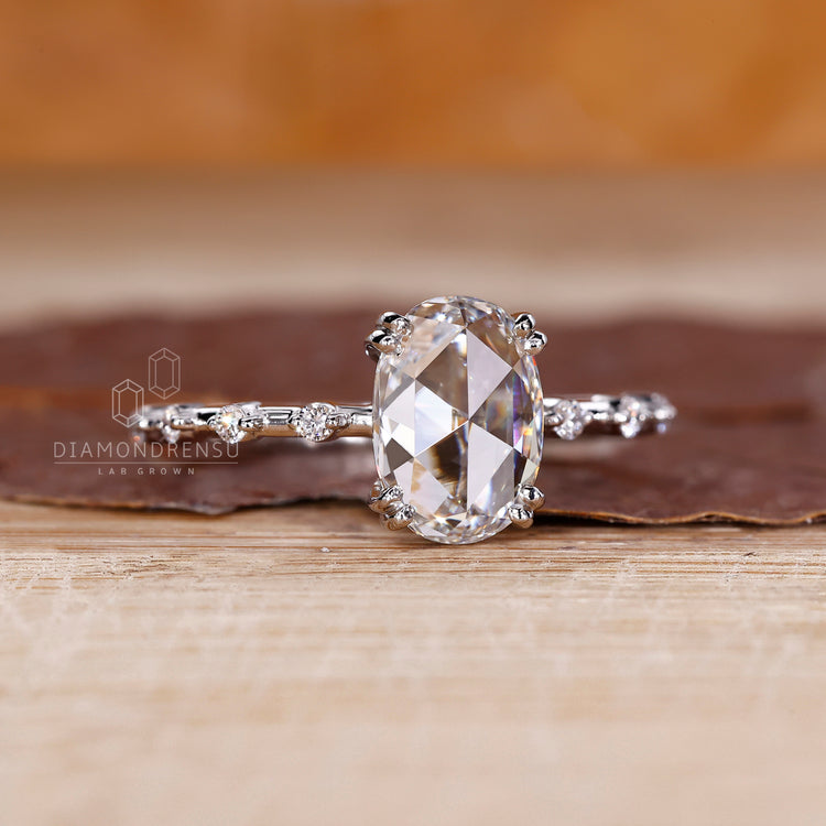 IGI certified oval rose cut diamond ring.
