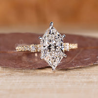 Lab grown Dutch marquise ring hidden halo pave.
