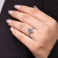 Lab grown marquise cut diamond engagement ring design.
