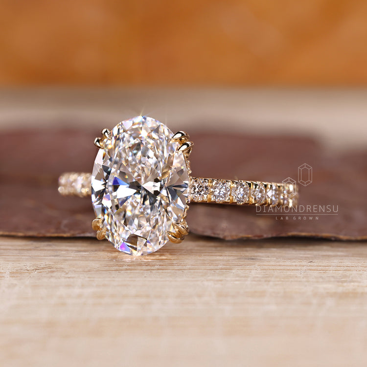 Diamondrensu AU handmade hidden halo engagement ring.
