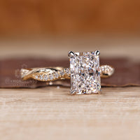 IGI certified radiant cut diamond ring design.
