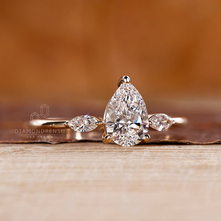 IGI certified pear cut diamond ring design.
