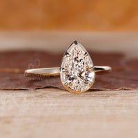 Lab grown pear diamond ring solitaire vintage style.
