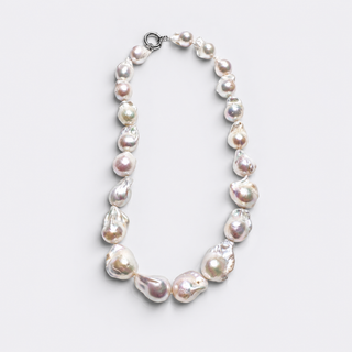 13.5-15.5mm White Baroque Freshwater Pearl Necklace 46cm - Sterling Silver