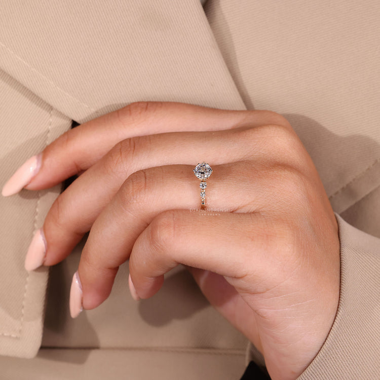 Handmade Portuguese cut diamond ring five stone.
