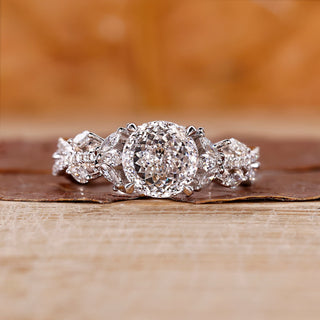 Portuguese diamond ring marquise stones twisted pave.