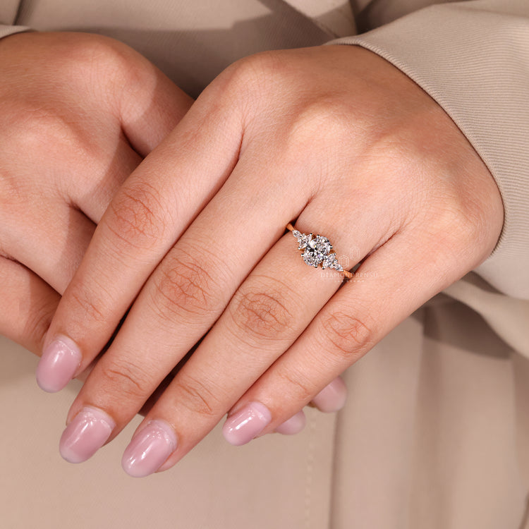 Handmade oval cut diamond ring muse design style.
