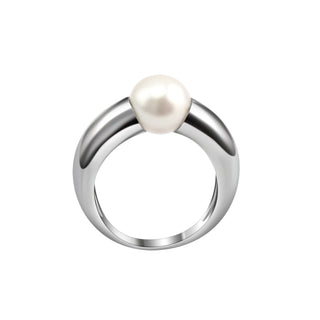 8.5-9mm white round freshwater pearl ring in sterling silver