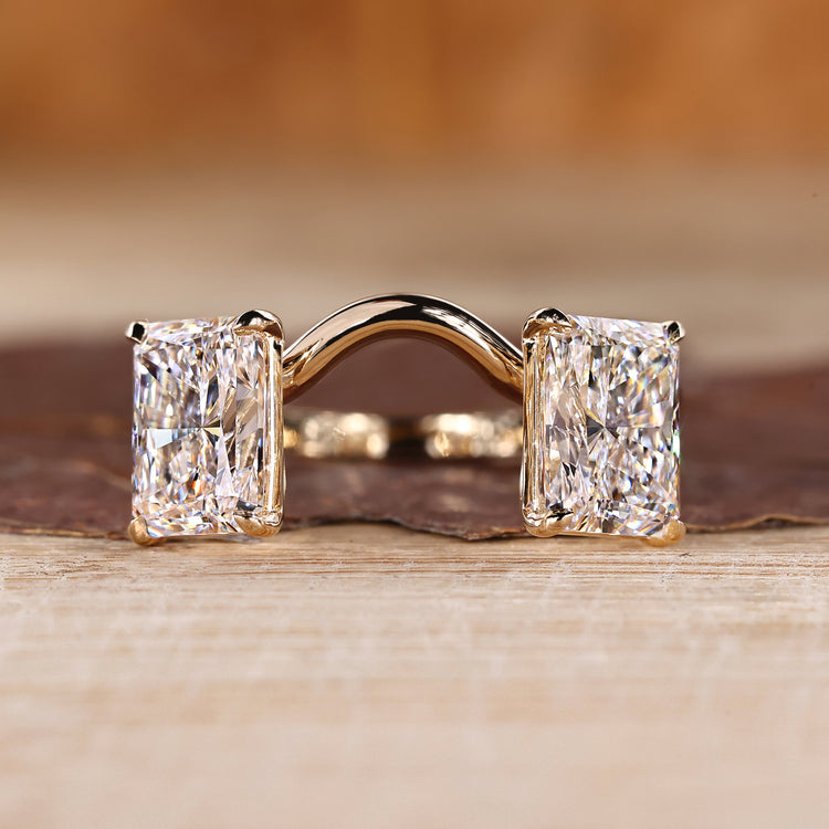 Two stone radiant cut lab diamond ring by Diamondrensu AU.
