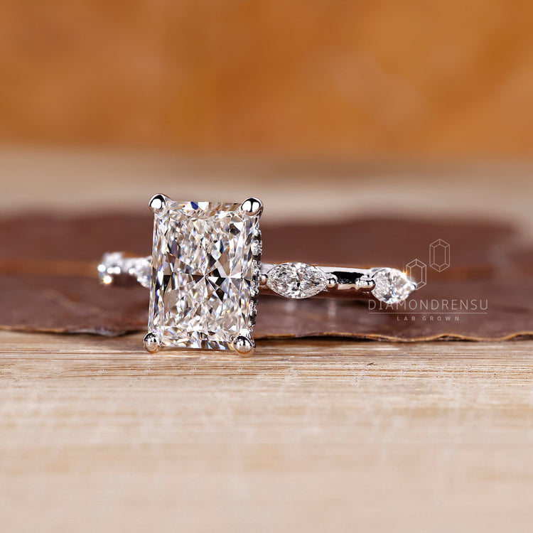 IGI certified handmade radiant cut engagement ring.