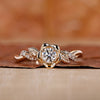 Round cut diamond ring flower inspired nature style.