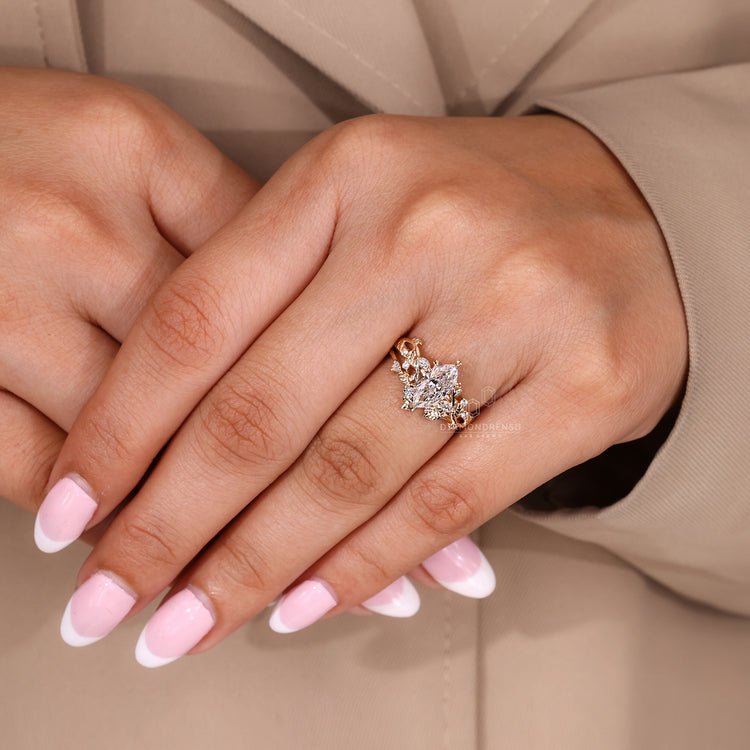 Handmade Dutch marquise bridal set nature inspired