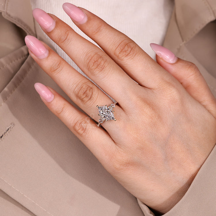 Dutch Marquise Cut Lab Grown Diamond Side Stone Style Ring  1 - 3 CT