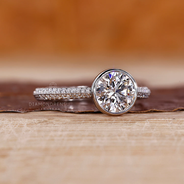 IGI certified bezel set diamond ring.
