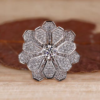 Vintage diamond cluster ring with round centre diamond.
