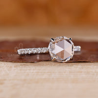 IGI certified round rose cut diamond ring.
