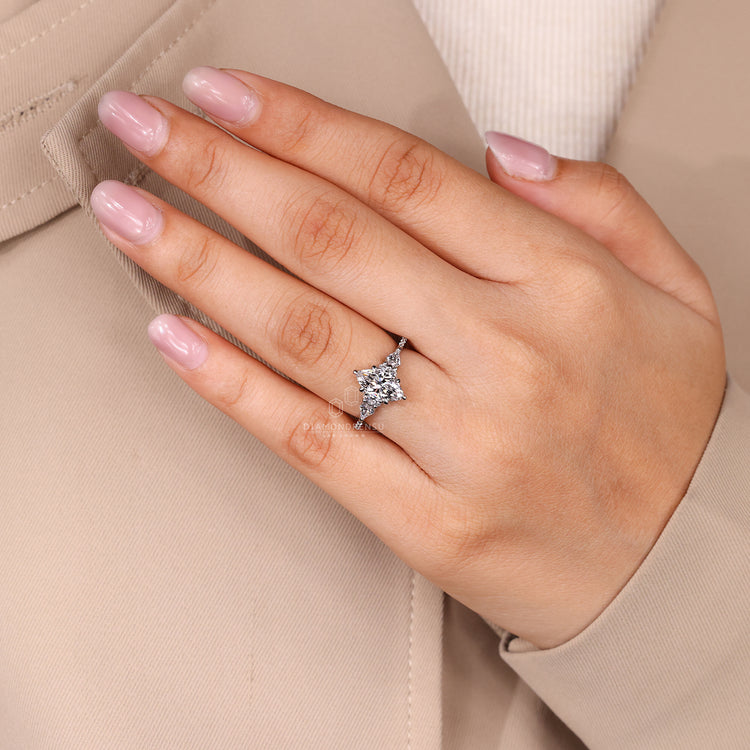 Handmade marquise diamond ring kite stones design.
