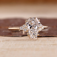 Muse style coffin diamond ring side stones set.