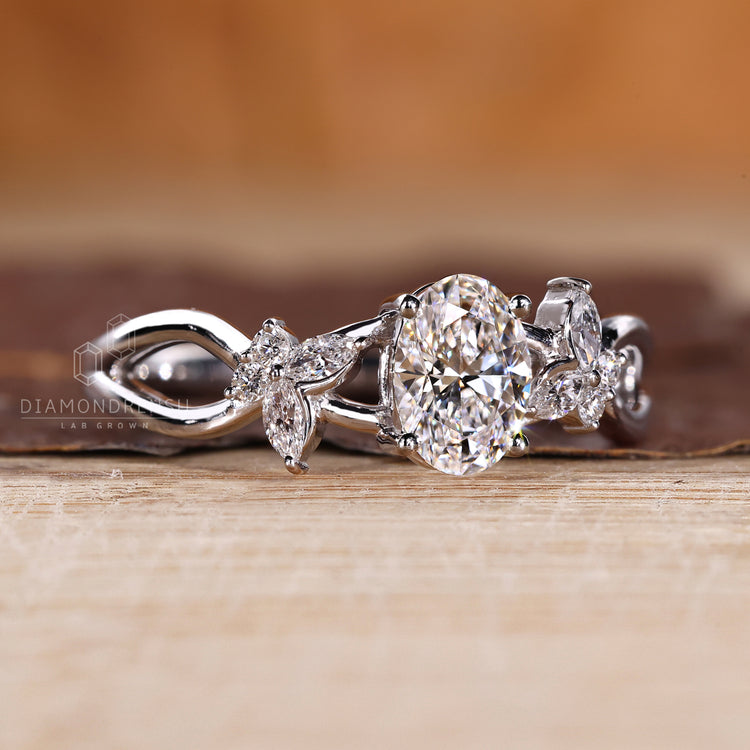 IGI certified oval diamond engagement ring.
