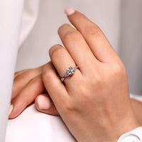 Round cut ring split pave band design.