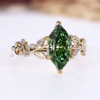 Nature inspired Dutch marquise ring with leaf prongs.