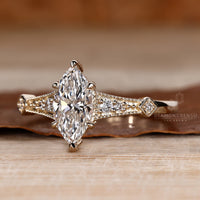 Lab grown marquise diamond ring vintage style.