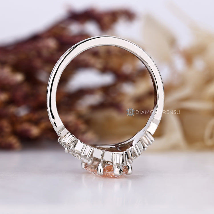Handmade marquise diamond ring with Art Deco details.