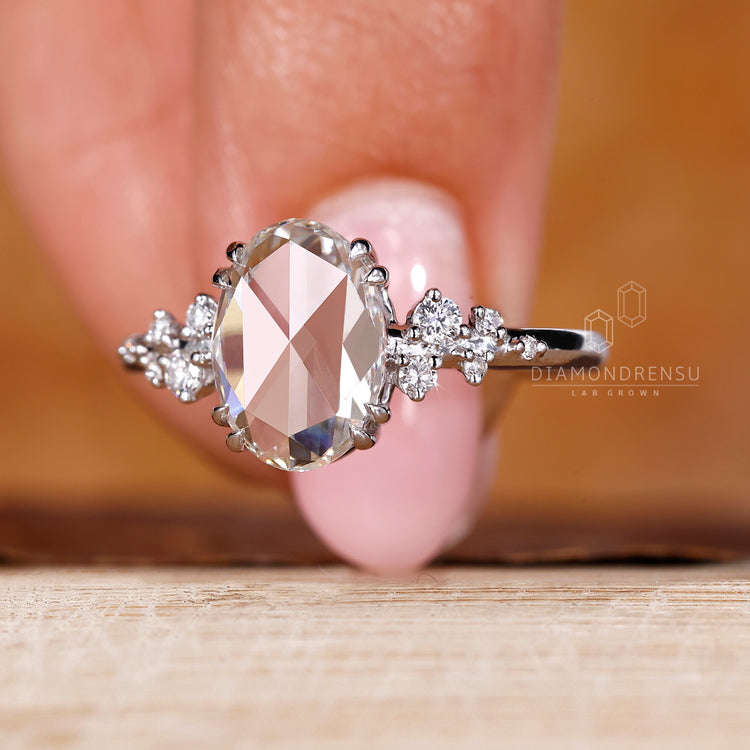 IGI certified oval rose cut diamond ring.
