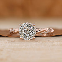 Portuguese cut diamond ring with twisted band design.