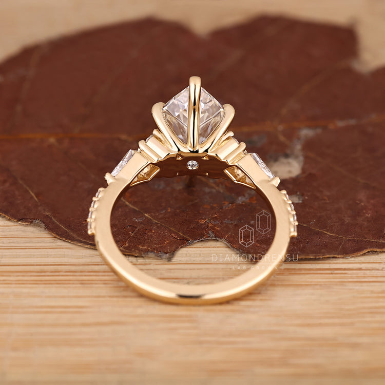 Dutch Marquise Cut Lab Grown Diamond Side Stone Style Ring  1 - 3 CT