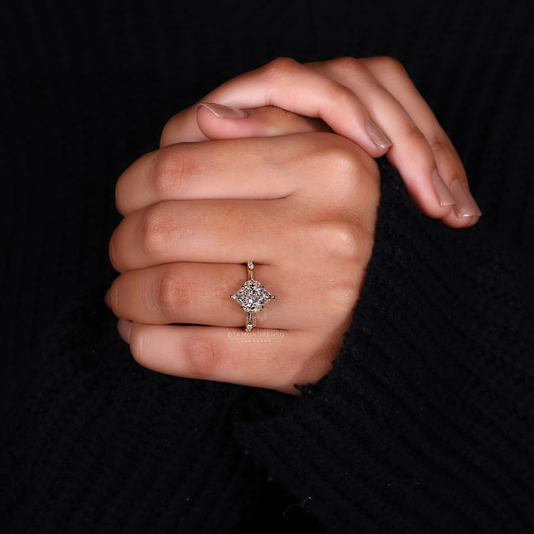 Handmade Dutch marquise ring vintage milgrain design.
