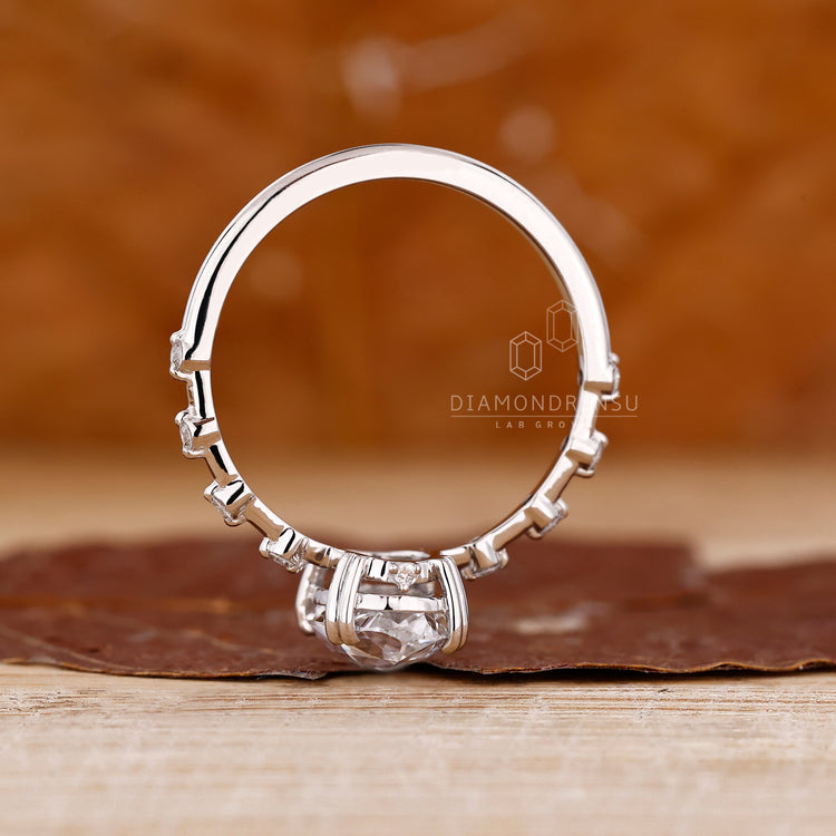 IGI certified handmade oval rose cut diamond ring.
