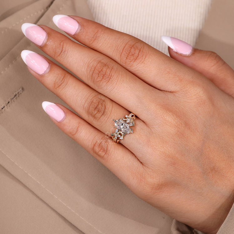 Lab grown Dutch marquise bridal set handmade
