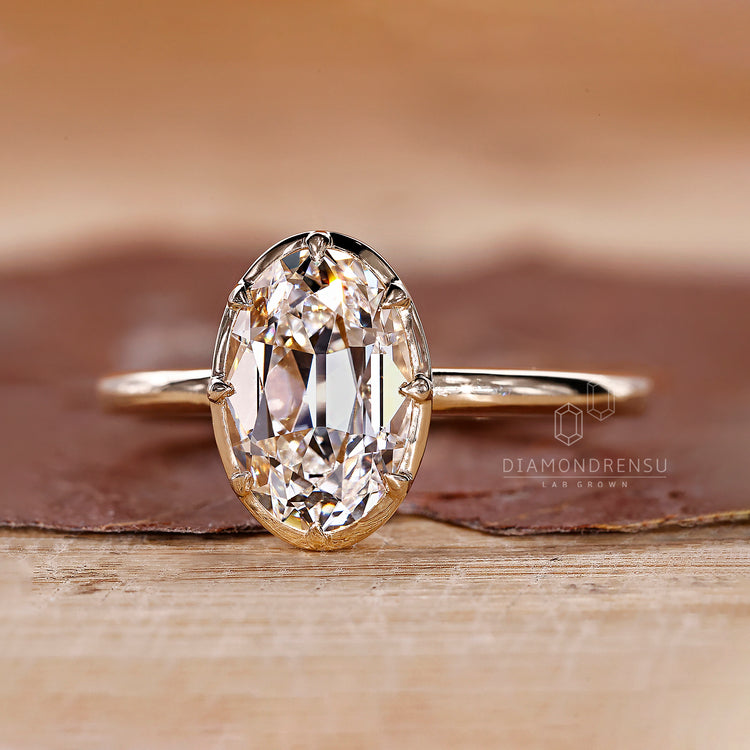 Oval old European cut diamond ring IGI certified.
