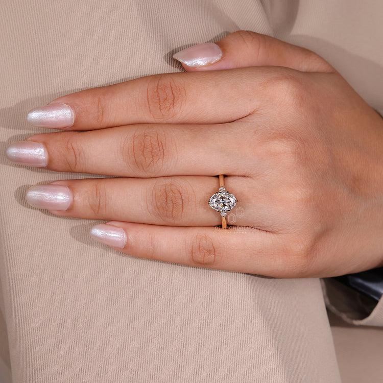 Handmade oval cut diamond ring cathedral style.
