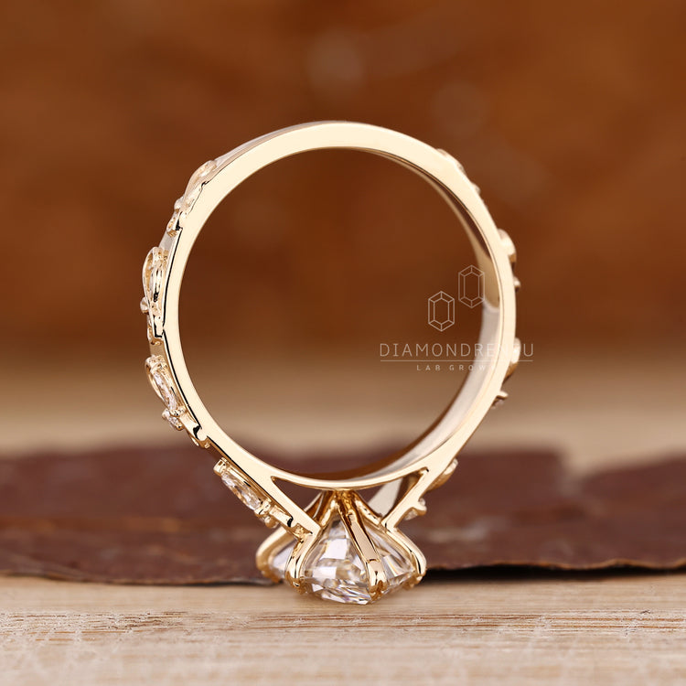 Lab grown diamond art deco ring.
