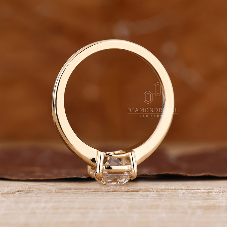 Handmade Cushion Old European Cut solitaire diamond ring.
