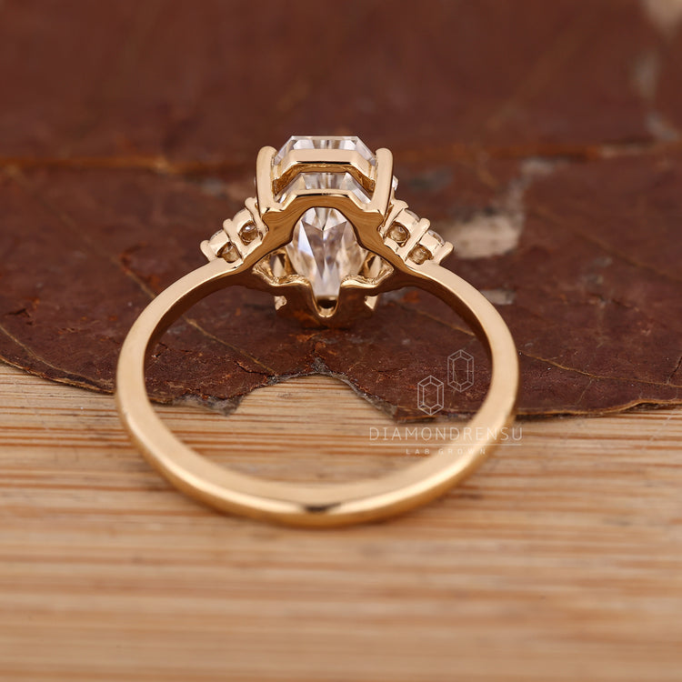 IGI certified coffin diamond ring four prong set.